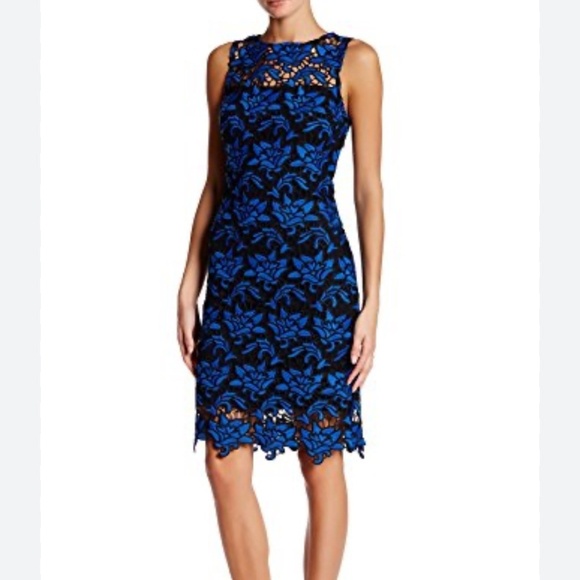 Julia Jordan Cobalt Floral Lace Dress/Size 4 - Picture 1 of 9